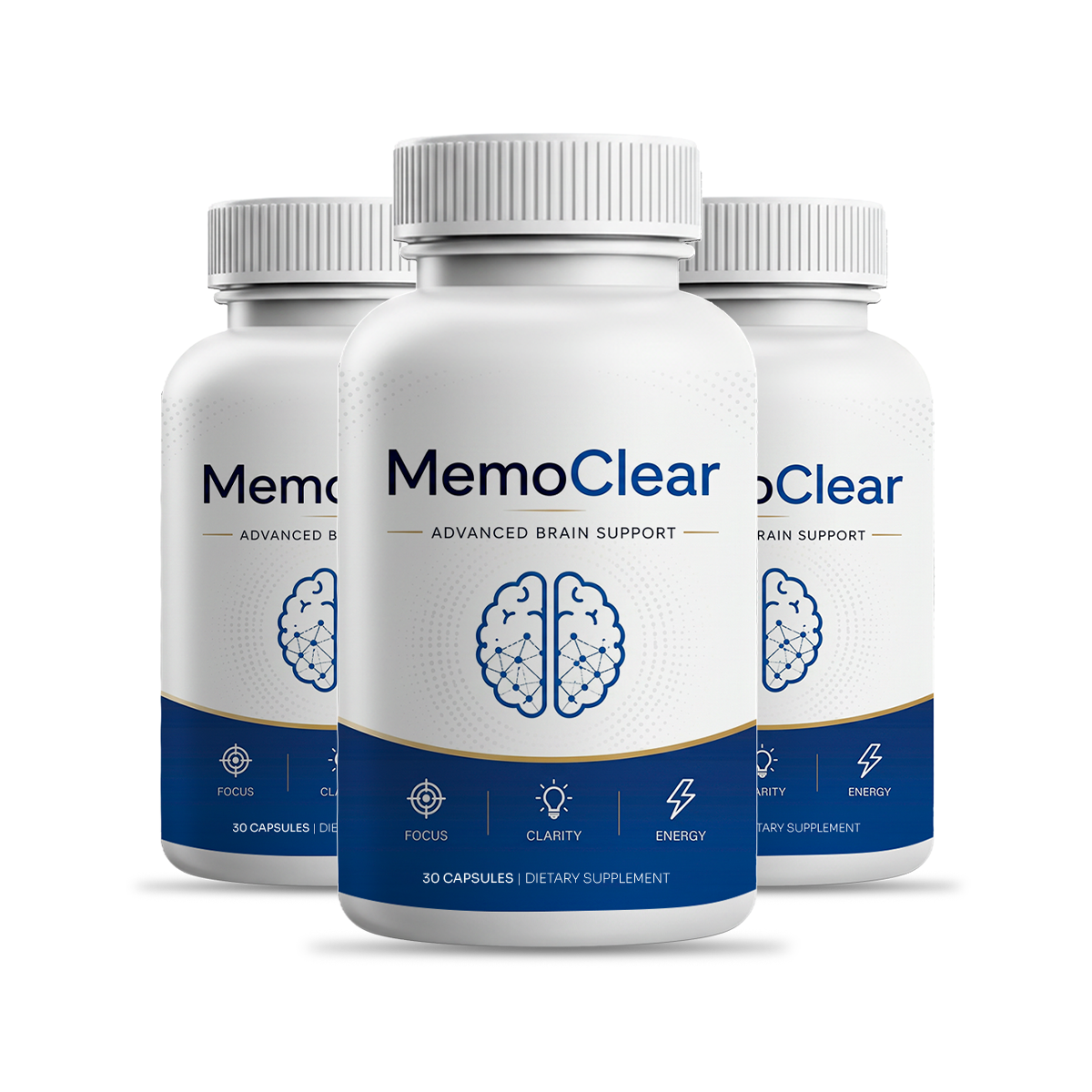 MemoClear three bottle package, memory and brain support